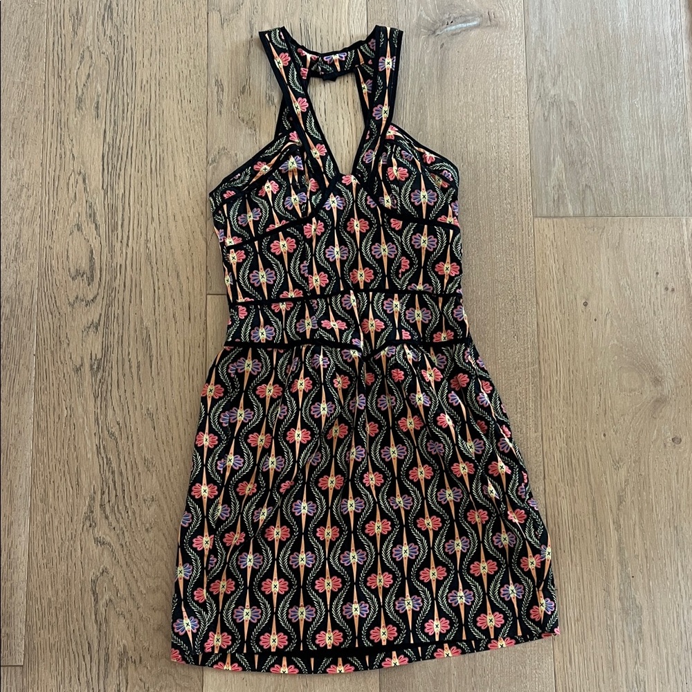 French Connection Black and Pink Mini Dress